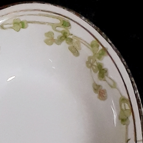 Antique 1912 Homer Laughlin Genesee Purple Flower Green Clover Oval Dish - Picture 3 of 10